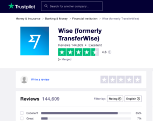 wise money transfer ( Transferwise) Trustpilot review