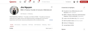 how to create professional profile account on Quora